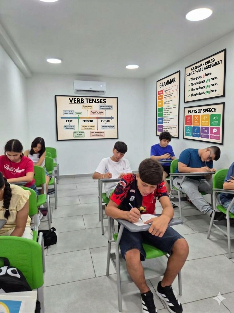 Estudiantes de LET’S Institute trabajando en el salón de Cúcuta